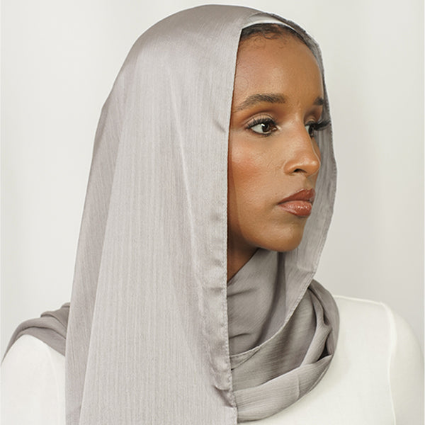 Luxury Crinkle Chiffon Hijab- Grey