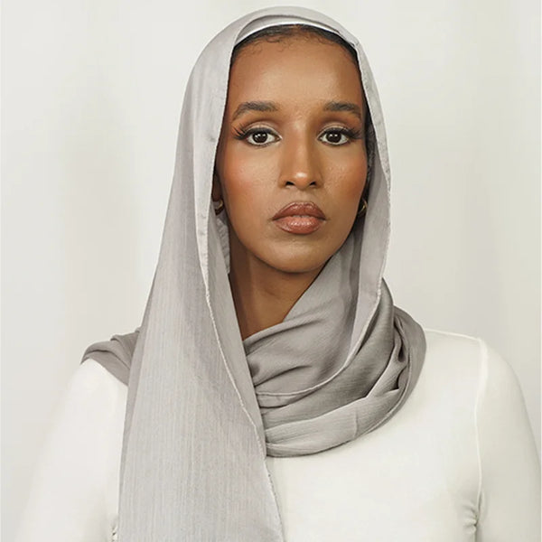 Luxury Crinkle Chiffon Hijab- Grey