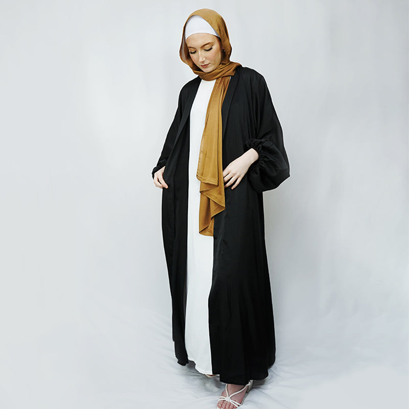 Luxury Satin Kimono: Black