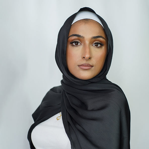 Luxury Crinkle Chiffon Hijab- Black