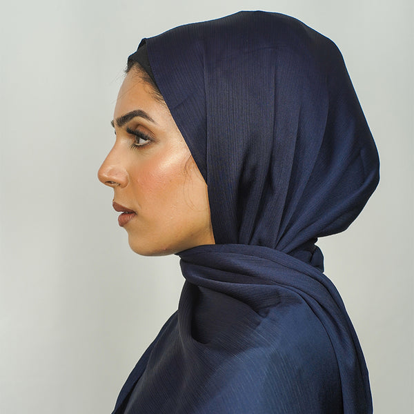 Luxury Crinkle Chiffon Hijab- Blue Sapphire