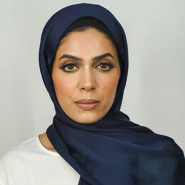 Luxury Crinkle Chiffon Hijab- Blue Sapphire