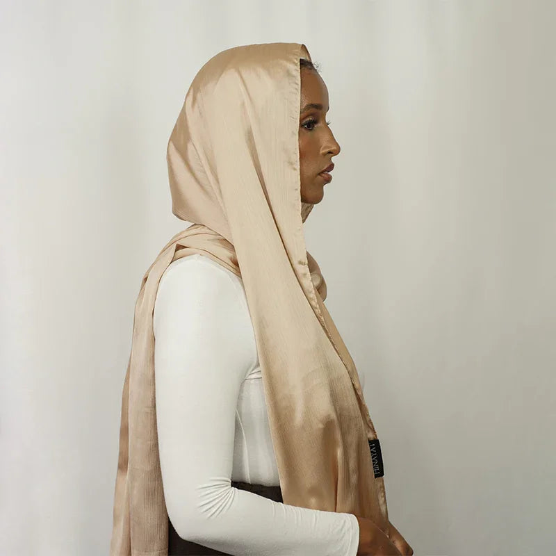 Luxury Crinkle Chiffon Hijab- Champagne - Main Image