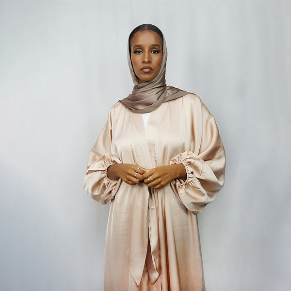 Luxury Satin Kimono: Champagne