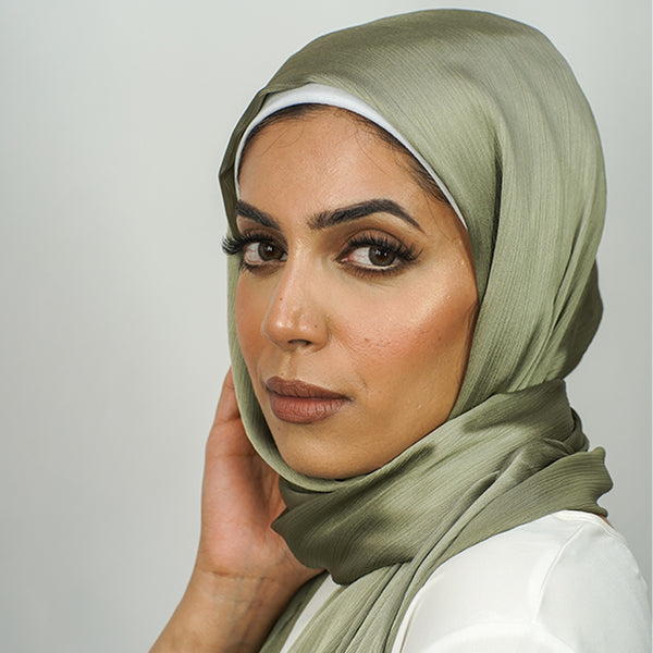 Luxury Crinkle Chiffon Hijab- Sage Green