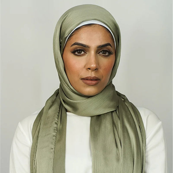 Luxury Crinkle Chiffon Hijab- Sage Green