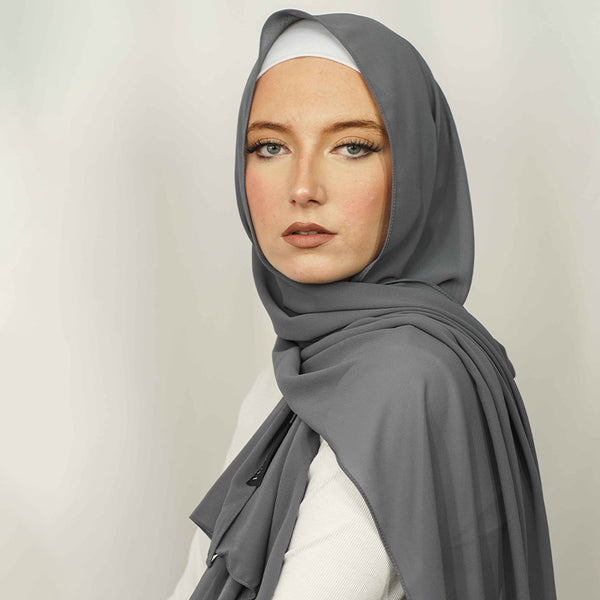 Smoked Silver Chiffon Hijab