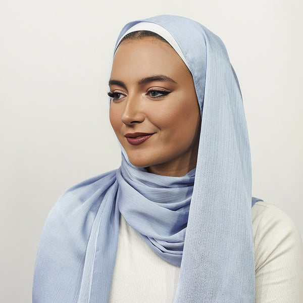 Luxury Crinkle Chiffon Hijab- Sky Blue