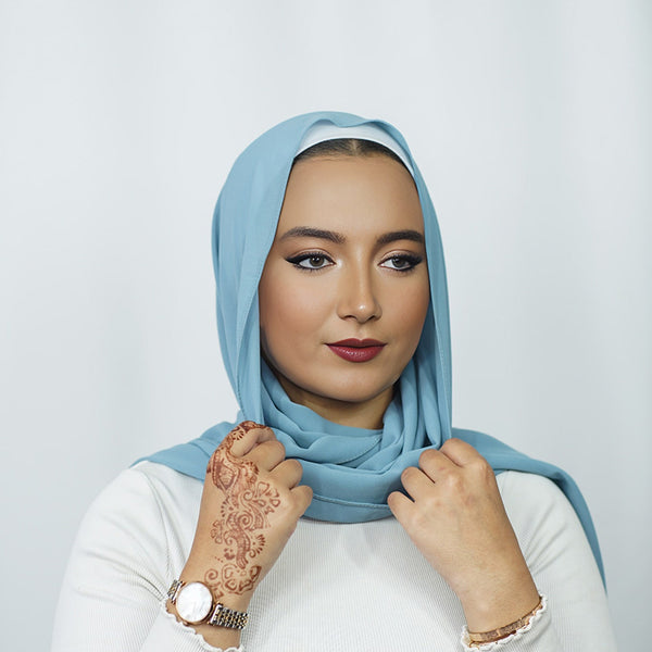 Stone Blue Chiffon Hijab