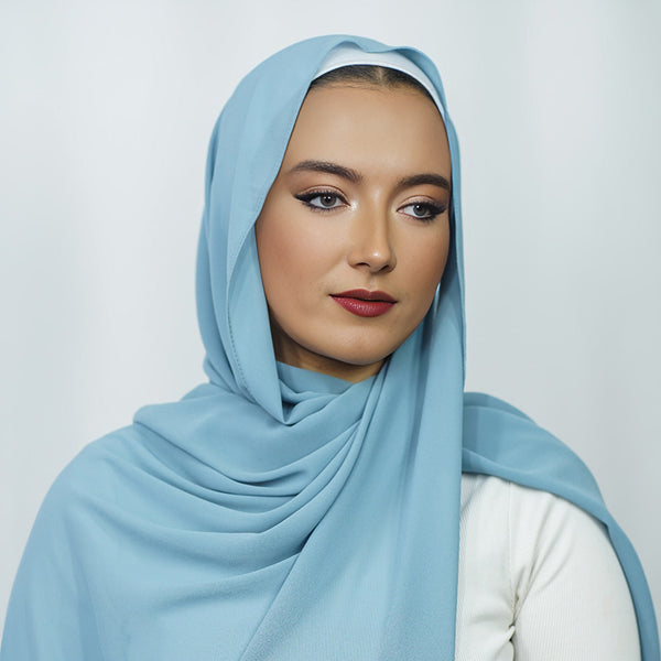 Stone Blue Chiffon Hijab