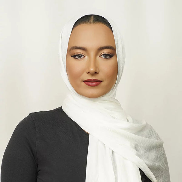Luxury Crinkle Chiffon Hijab- White